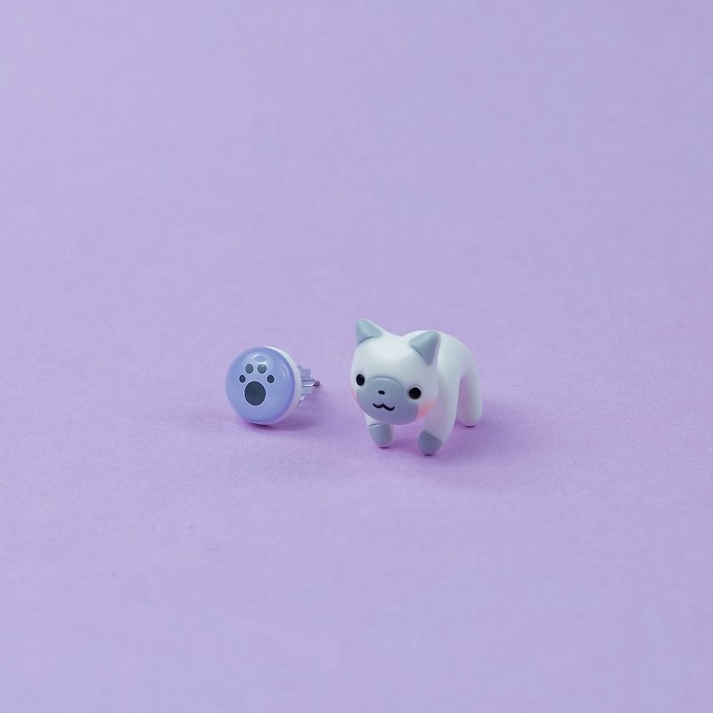Cat Earrings - Polymer Clay Jewelry, Cute Gift for Cat Lover, Kawaii kitty - 耳环/耳夹 - 粘土 