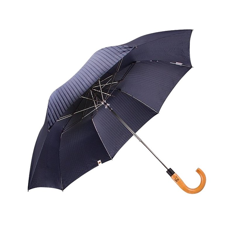 Boy 二折半自动 高碳钢枫木弯柄绅士伞 - BY2001 海靛蓝 - 雨伞/雨衣 - 其他材质 蓝色