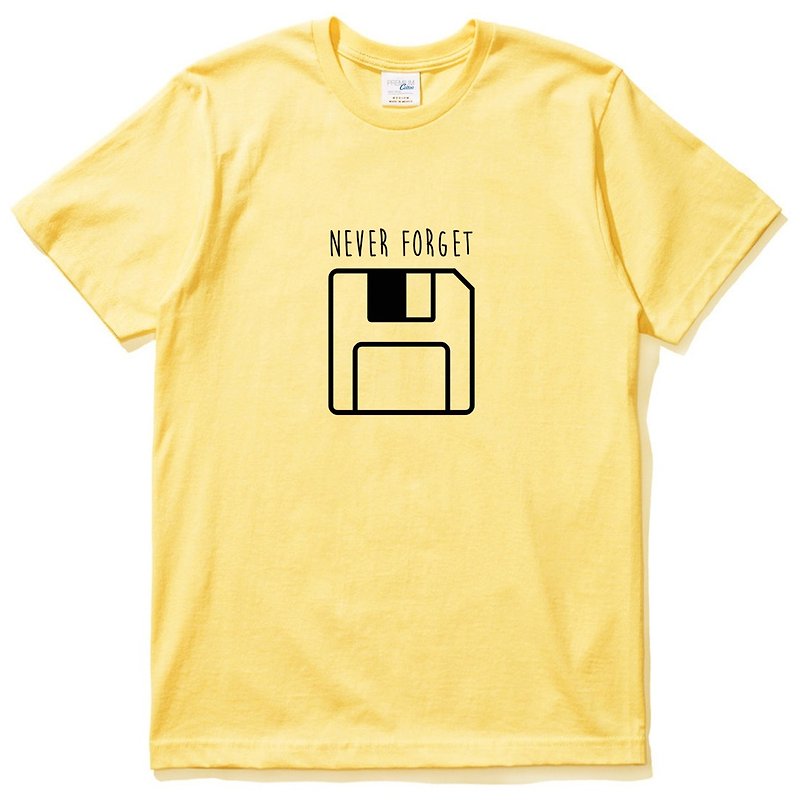 Never Forget Floppy 短袖T恤 黄色  设计 软碟片磁片磁盘 70 80 复古 电脑 USB - 男装上衣/T 恤 - 棉．麻 黄色