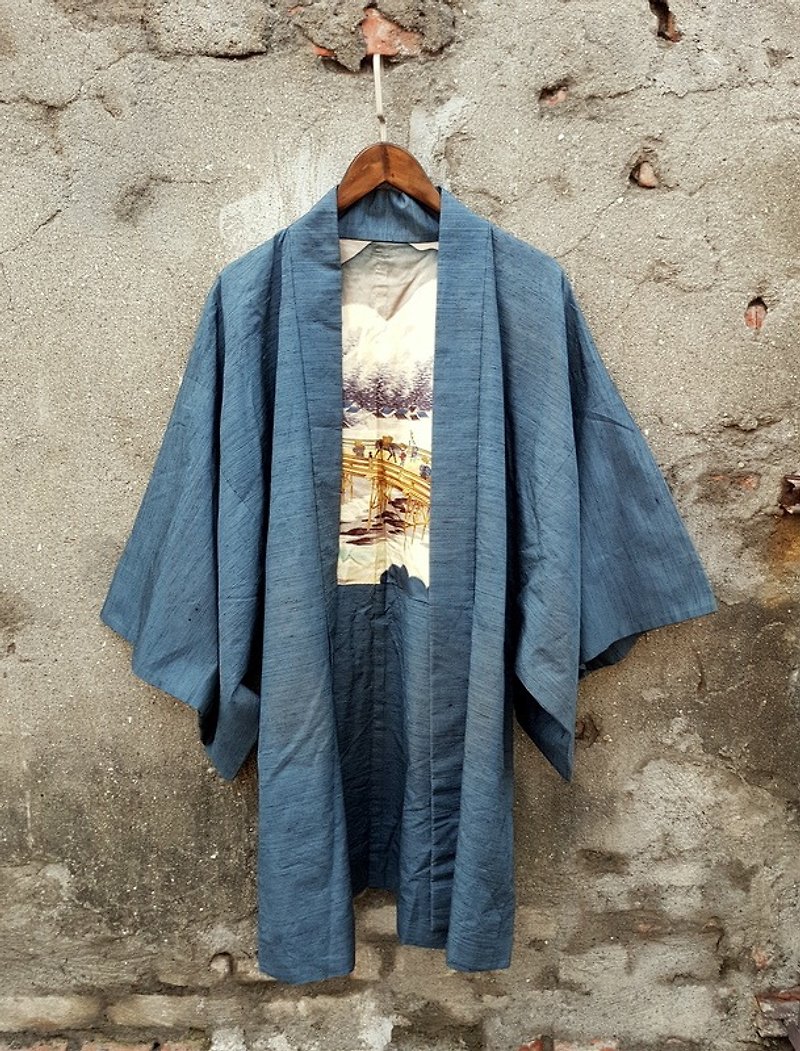 小龟葛葛 - 日本古画 羽织古董和服外套 - 男装外套 - 丝．绢 
