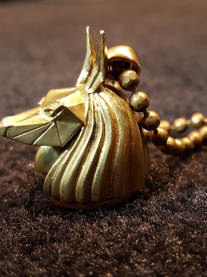 冥王阿奴比斯 黄铜 3D 项链 Anapa Necklace Copper Gold - 项链 - 其他金属 金色