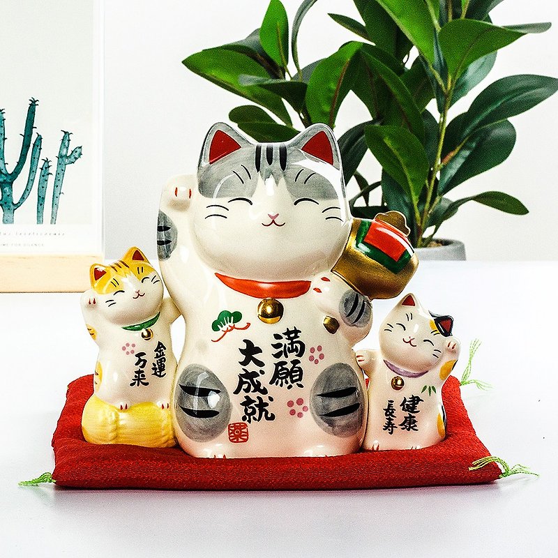 日本进口药师窑招财猫满愿成就陶瓷摆件开业乔迁升职生日创意礼物 - 摆饰 - 陶 