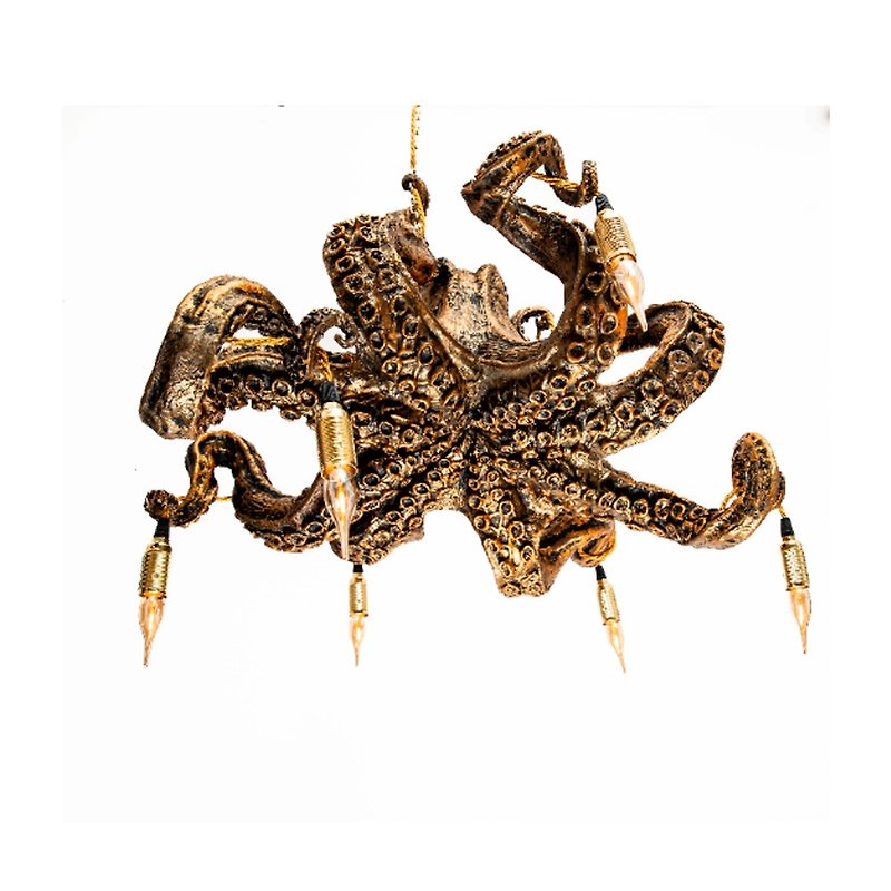 Octopus Tentacle chandelier Cthulhu mythos Fantasy Gift Idea, Steampunk vintage - 灯具/灯饰 - 塑料 金色