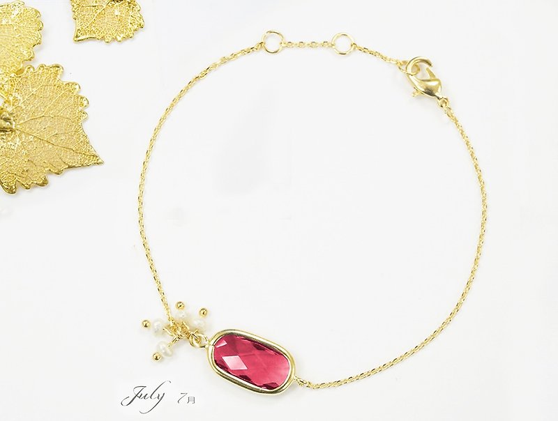 Edith & Jaz • 诞生石小珍珠系列 - 红宝石手链(七月) - 手链/手环 - 宝石 红色