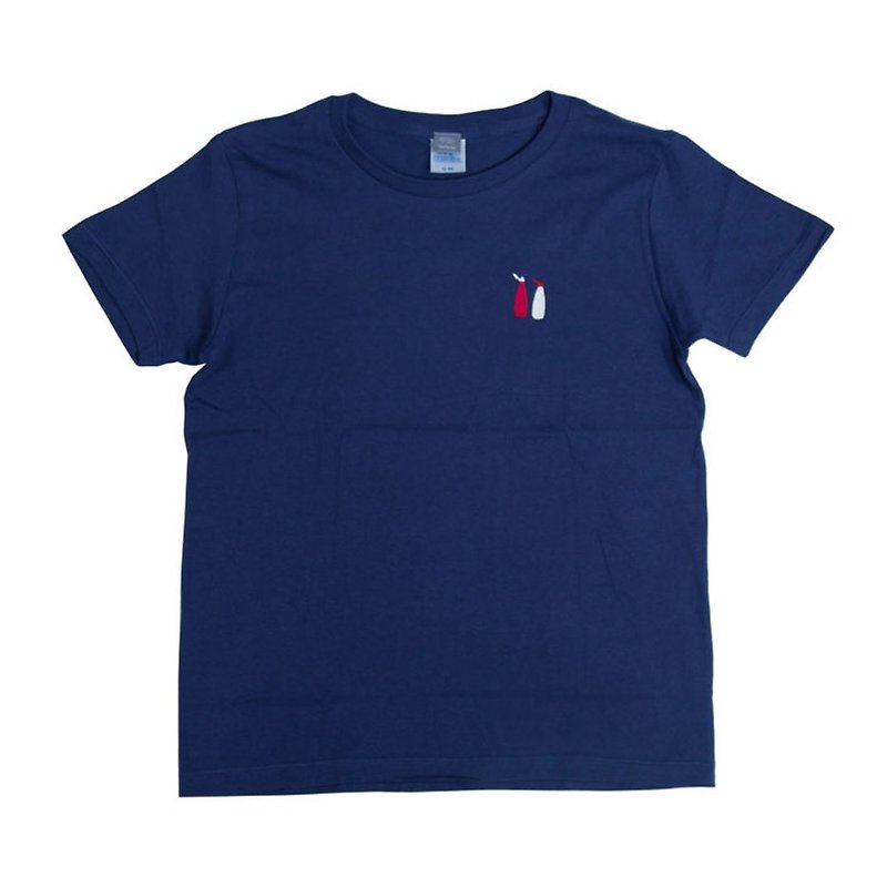 大きいサイズ。マヨネーズとケチャップ 刺しゅう Tシャツ　ユニセックスXXLサイズ　Tcollector - 女装 T 恤 - 棉．麻 蓝色