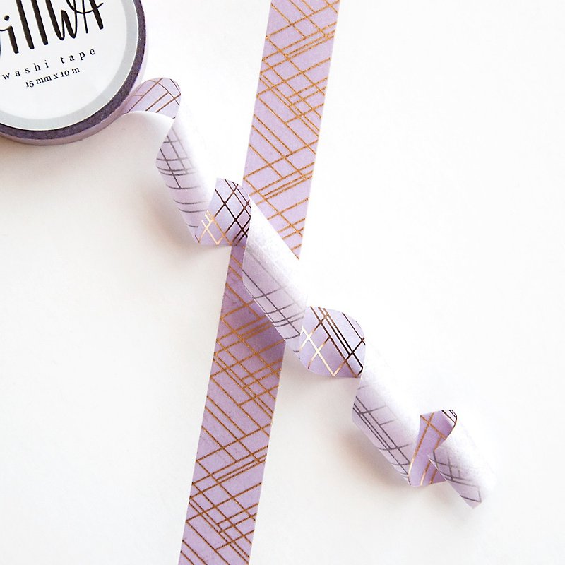 精致的线条紫色和金箔纸胶带 - 优雅的几何图案 - 纸胶带 - 纸 金色