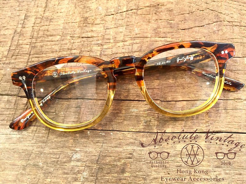 Absolute Vintage - 吉士笠街(Gutzlaff Street) 梨型粗框板材眼镜 - Yellow 黄色 - 眼镜/眼镜框 - 塑料 