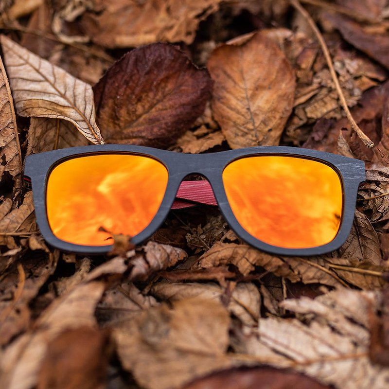 Wooden sunglasses Handmade Tokyo Red - 眼镜/眼镜框 - 木头 橘色