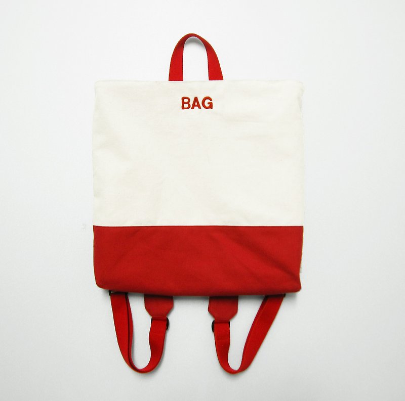方方红红的后背包-BAG(刺绣部分可更改 介绍有说明) - 后背包/双肩包 - 棉．麻 红色