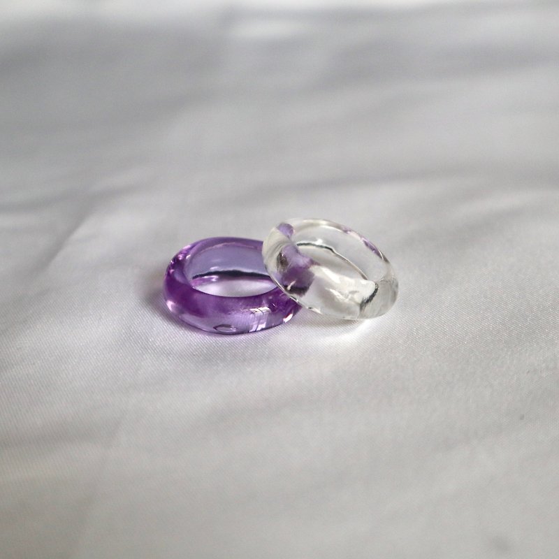 2個セット water purple ダブルガラス リング clear glass ring - 戒指 - 玻璃 紫色