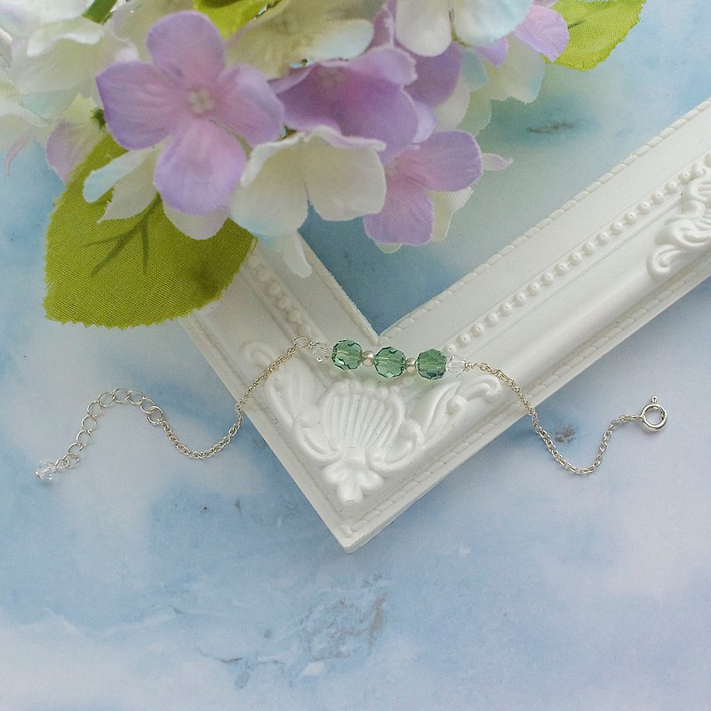 奥地利 翠绿水晶串串 手链 礼物订制 - 手链/手环 - 宝石 绿色