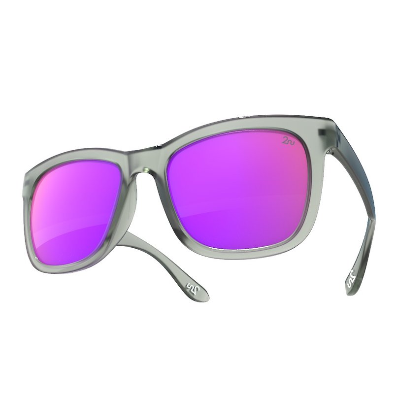 2NU - Fancy2 太阳眼镜 - Matte Grey - Purple Revo Lens - 眼镜/眼镜框 - 塑料 紫色
