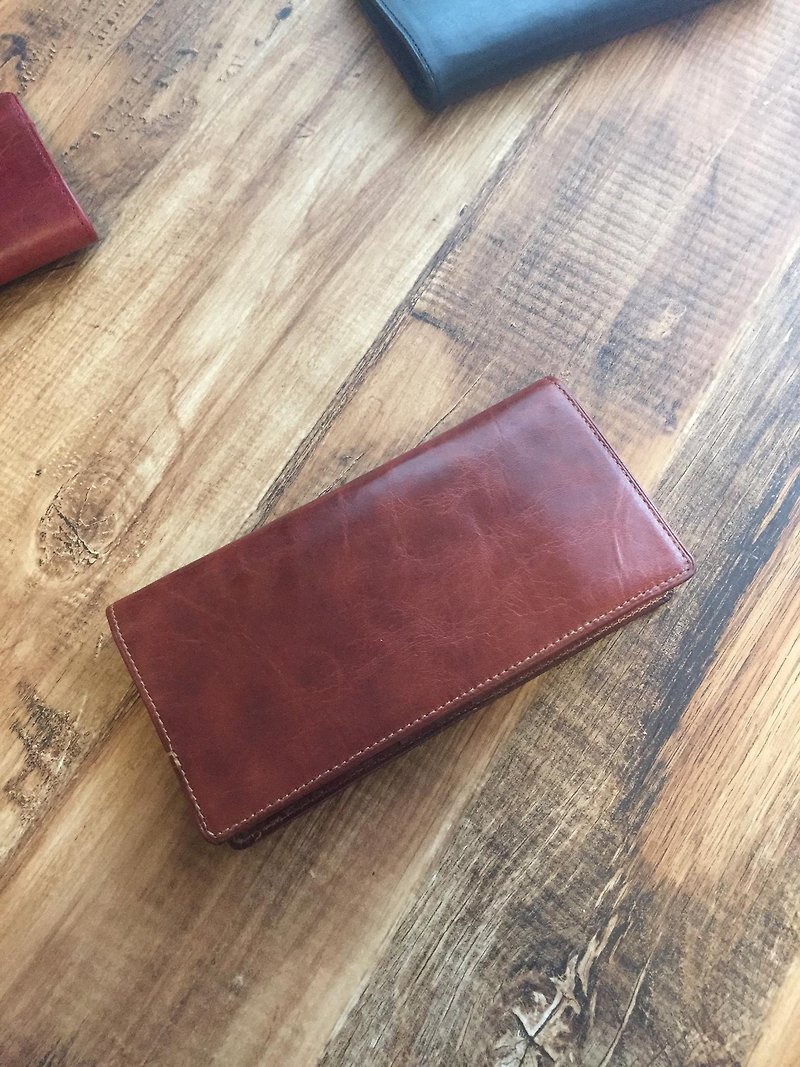 BASIC ロングウォレット　BROWN - 皮夹/钱包 - 真皮 咖啡色