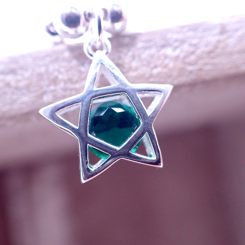 B10071 (墨绿) 纯银 星星  S925 银珠手链 - 手链/手环 - 纯银 绿色