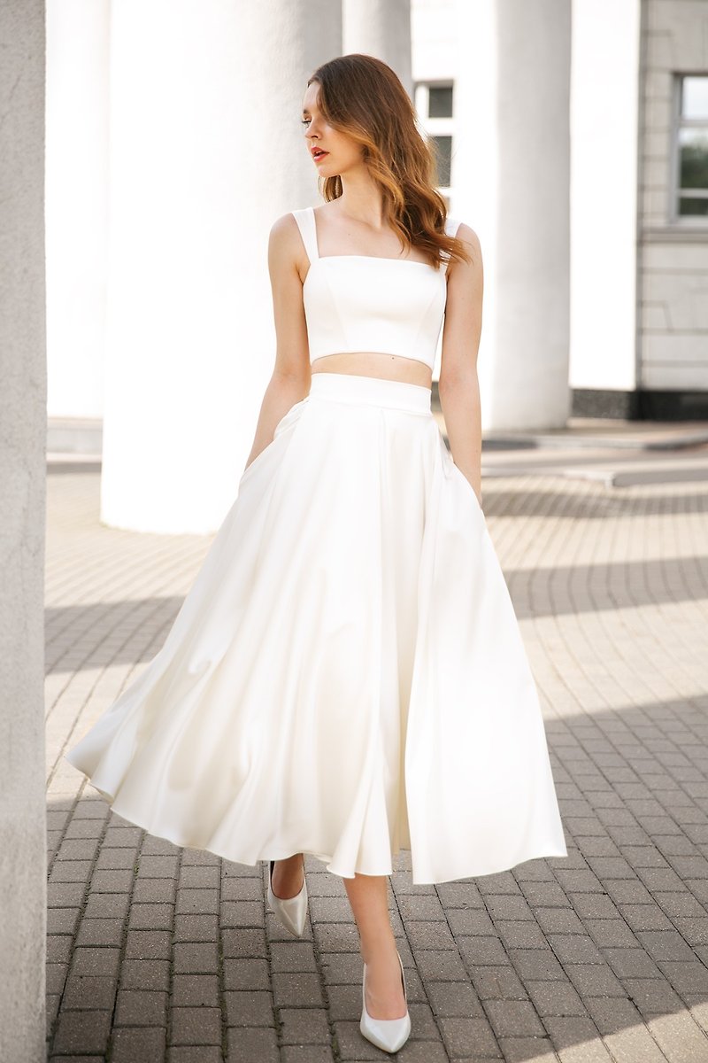 Bridal separates Bridal skirt Civil wedding dress Prom dress PALOMA & ANDREA - 晚装/礼服 - 聚酯纤维 白色