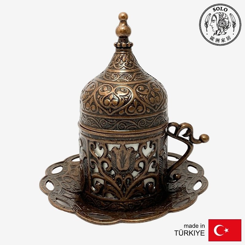 SOLO欧洲家居 - 鄂图曼式 有盖土耳其咖啡杯盘组 70ml (红铜色) - 咖啡杯/马克杯 - 铜/黄铜 咖啡色