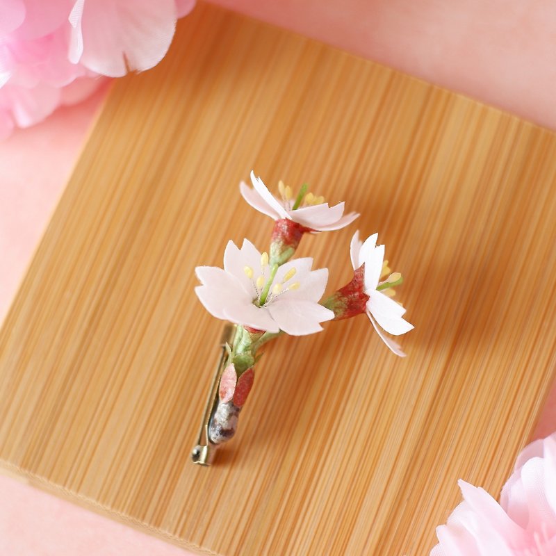 和紙の花　桜のブローチ　和紙アクセサリー　和紙の造花 - 胸针 - 纸 粉红色