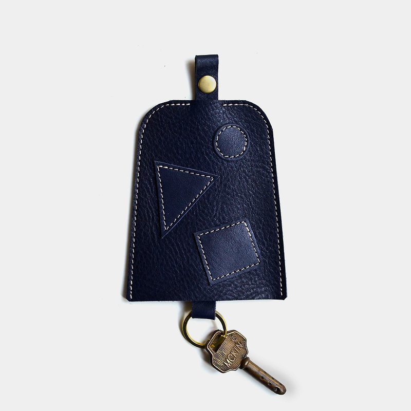 【数学家的钥匙】牛皮钥匙包 植鞣蓝色皮革 几何图形 刻字礼物 - 钥匙链/钥匙包 - 真皮 蓝色