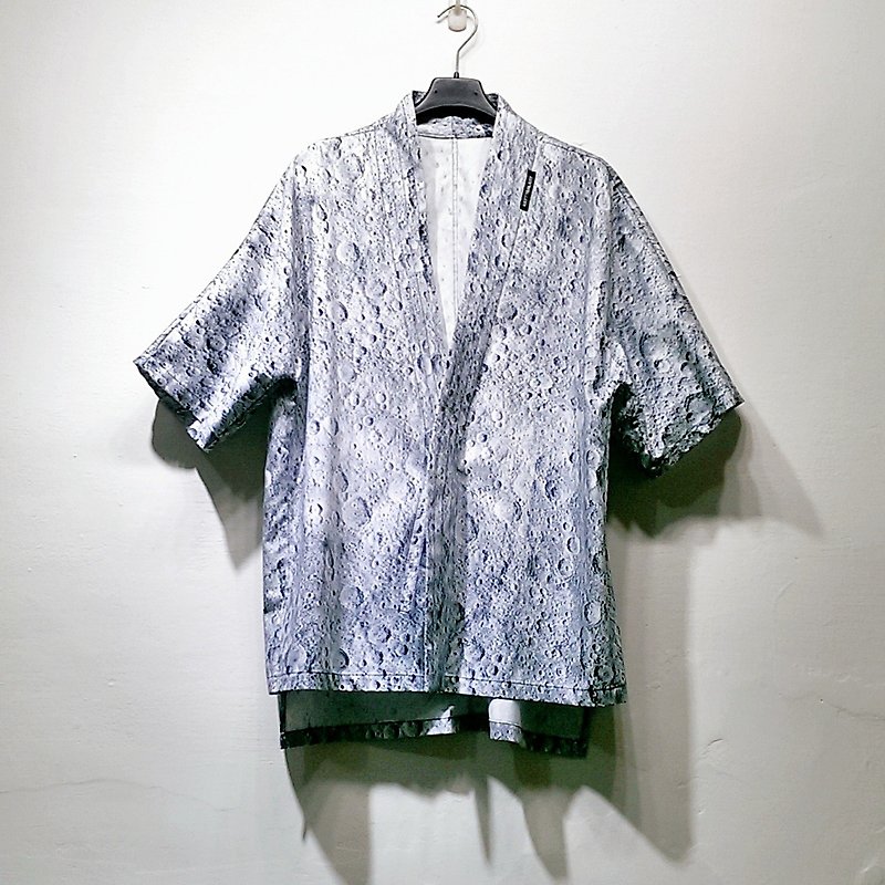 日式造型月球印花中性外套(男) Ray77 Galaxy - 男装外套 - 棉．麻 灰色