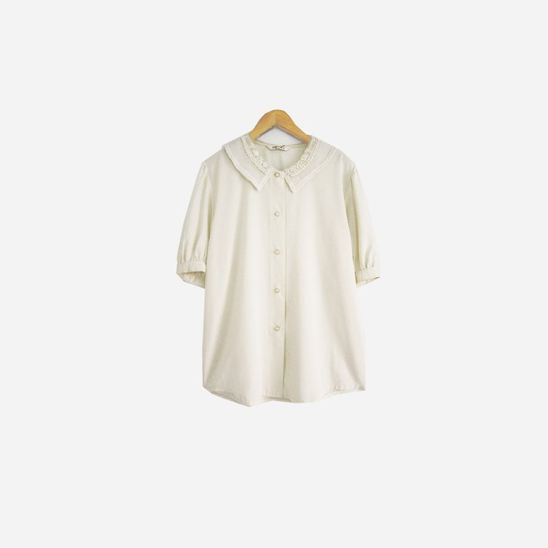 脱臼古着 / 蕾丝领白衬衫 no.668  vintage - 女装衬衫 - 其他材质 白色