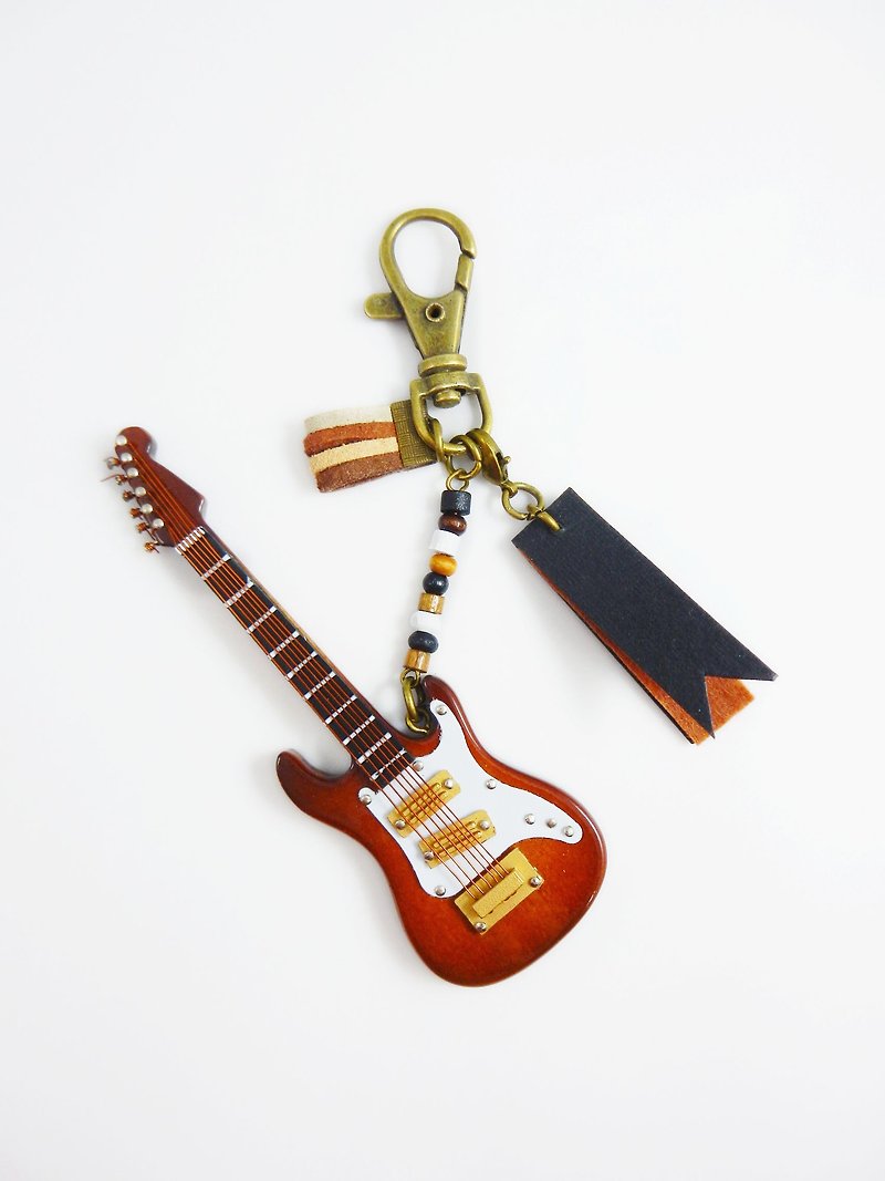 【棕电吉他】electric guitar 质感迷你模型吊饰 支持香港反送中 - 吊饰 - 木头 咖啡色