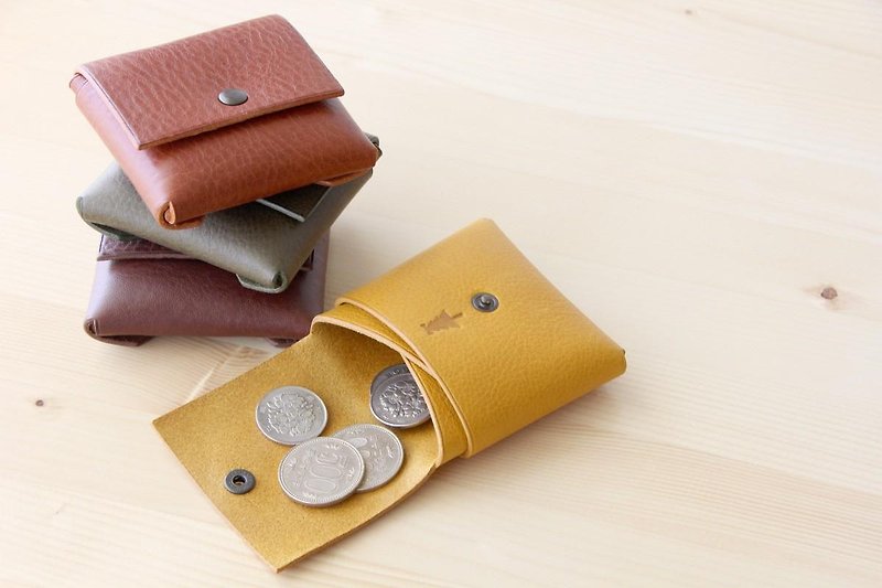 1枚革のコインケース　チョコ　Italian leather coin case #choco - 零钱包 - 真皮 咖啡色