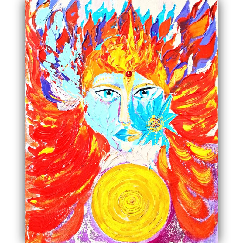 God Painting Whimsical Original  Abstract Painting Lord Wall Art Small Artwork - 海报/装饰画/版画 - 压克力 多色