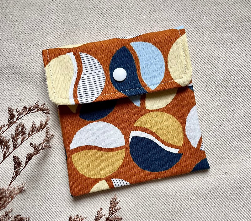 Bibo-万用小方包收纳袋12.5×13厘米 - 化妆包/杂物包 - 棉．麻 橘色
