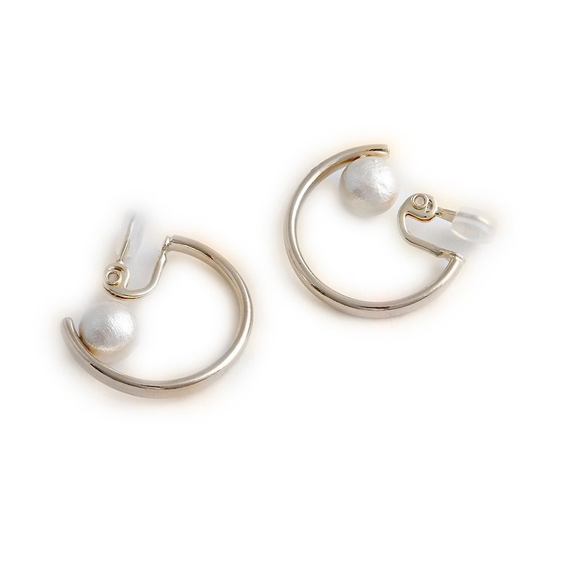JewCas Air Earring系列经典圆圈棉珍珠耳环_JC2646 - 耳环/耳夹 - 其他金属 