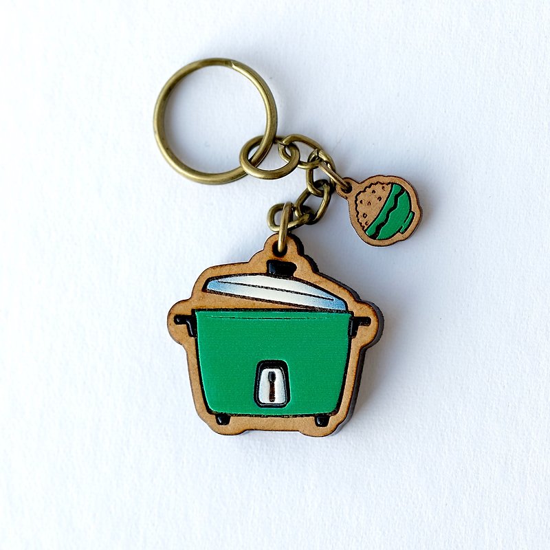 彩绘木制钥匙圈-电锅绿 - 钥匙链/钥匙包 - 木头 绿色