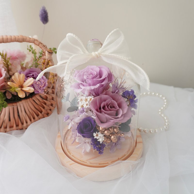- 紫属于妳 - 永生玻璃罩 玻璃盅 小夜灯 交换礼物 生日礼物 - 干燥花/捧花 - 植物．花 