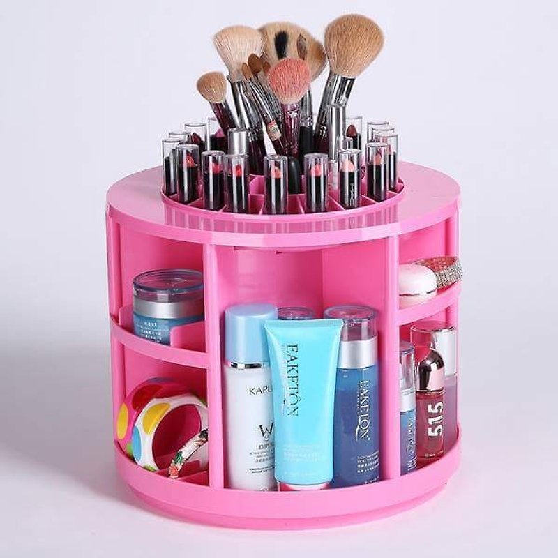 化妆品收纳盒-加大圆形版(粉红色款) - 收纳用品 - 塑料 粉红色