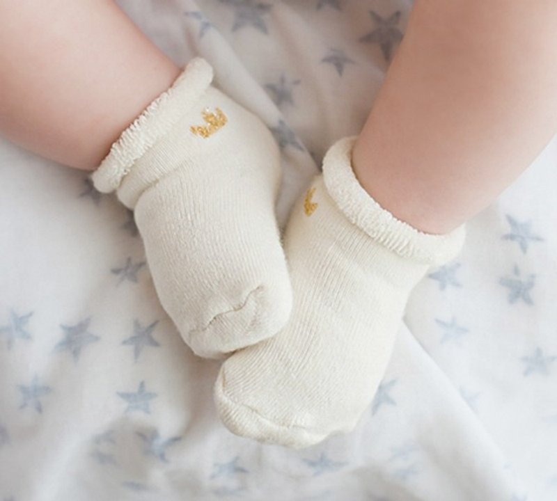 Happy Prince 小皇冠婴儿袜3件组 韩国制 - 婴儿袜子 - 棉．麻 黄色