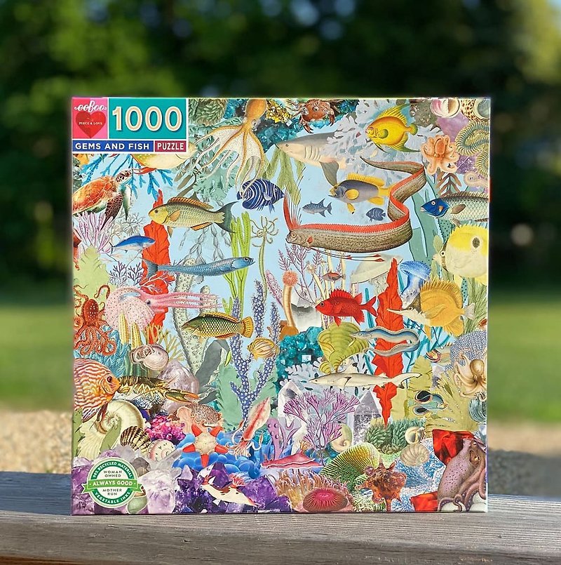 eeBoo 1000片拼图 - 宝石与鱼儿Gems and Fish 1000 Piece Puzzle - 拼图 - 纸 蓝色