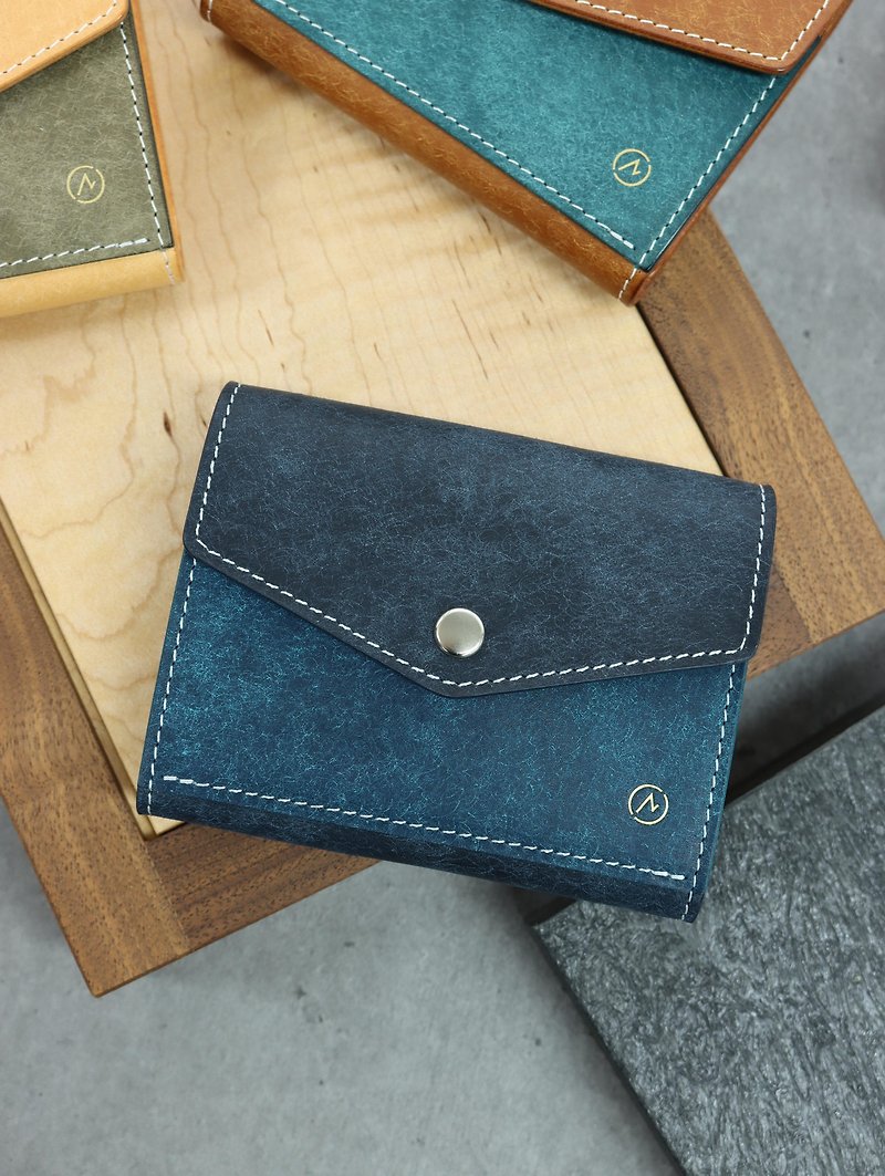 意大利皮革信封型银包 卡套散银包 短夹 钱包 - 皮夹/钱包 - 真皮 蓝色
