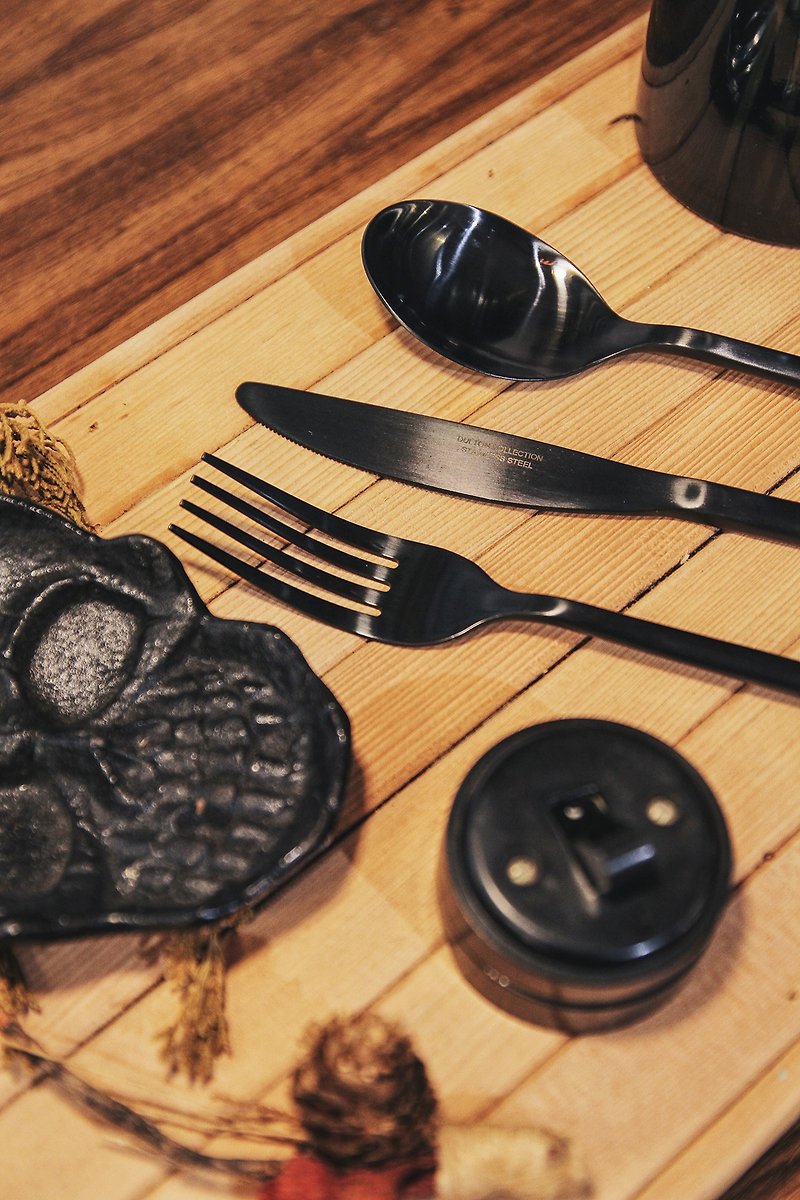 DULTON 雾黑质感餐具 - 餐刀/叉/匙组合 - 其他金属 黑色