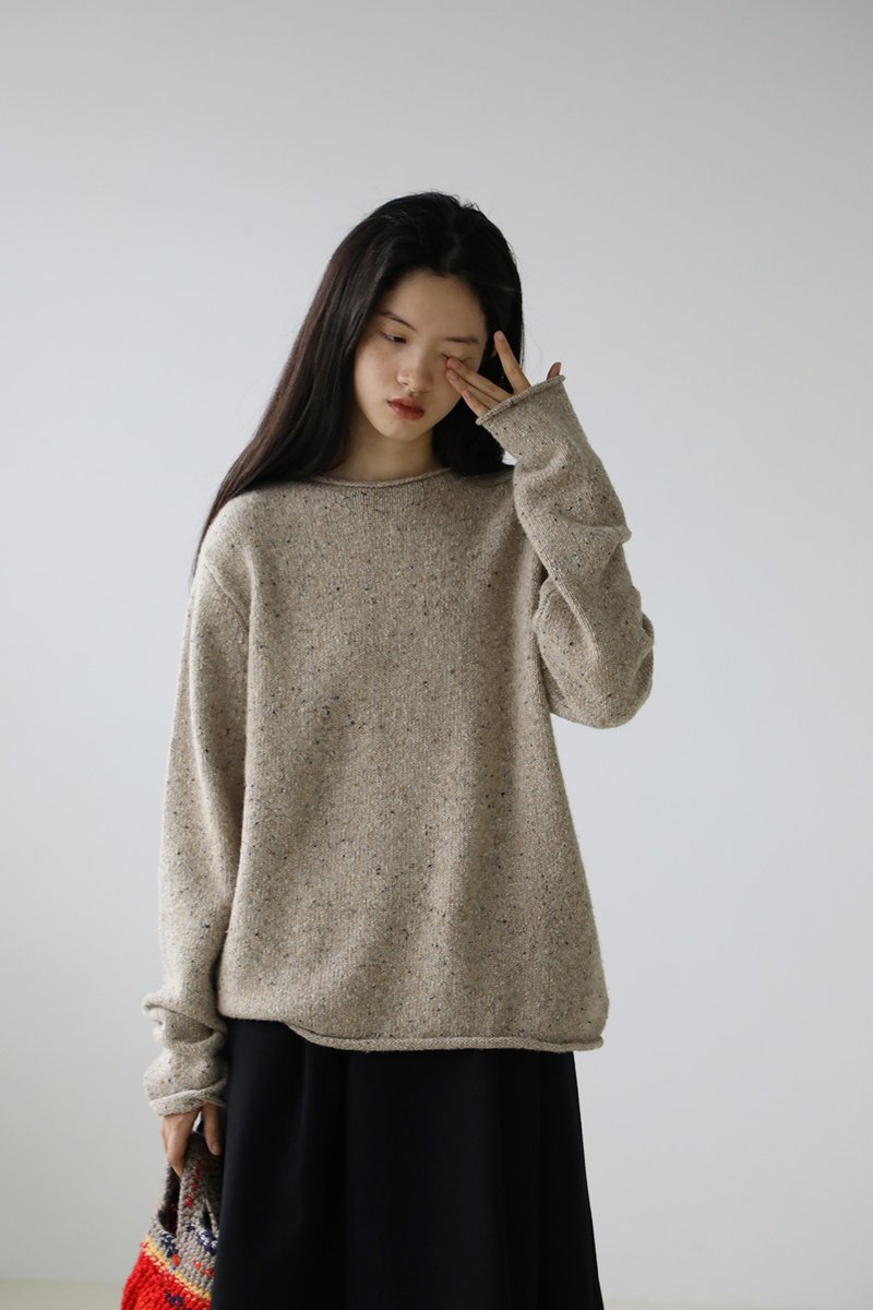 羊驼羊毛点点卷边毛衣 两色 I alpaca merino wool jumper - 女装针织衫/毛衣 - 羊毛 