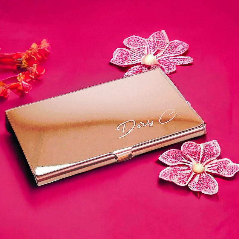 【刻字名片盒】新年礼物*玫瑰金全镜面名片盒*同事礼物*闺蜜礼物 - 名片夹/名片盒 - 不锈钢 粉红色