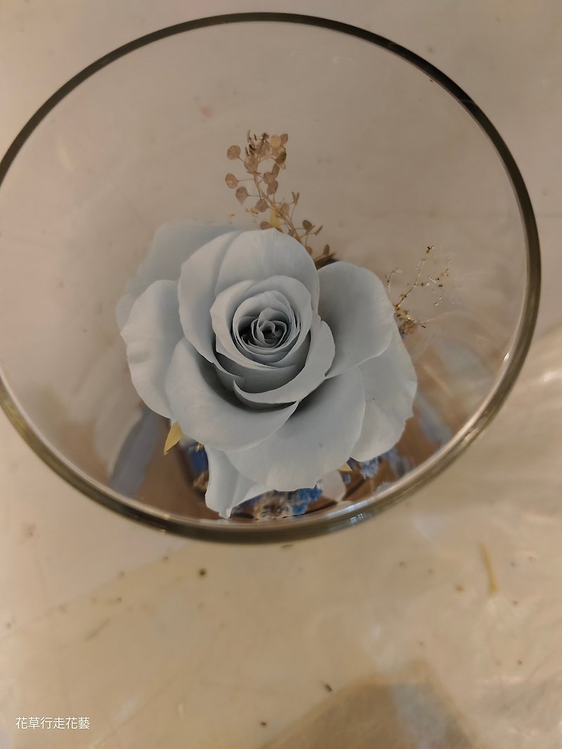 永生玫瑰花玻璃盅 - 干燥花/捧花 - 植物．花 