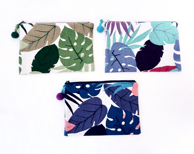 化妆包-日本进口花布-热带雨林 - 化妆包/杂物包 - 棉．麻 紫色