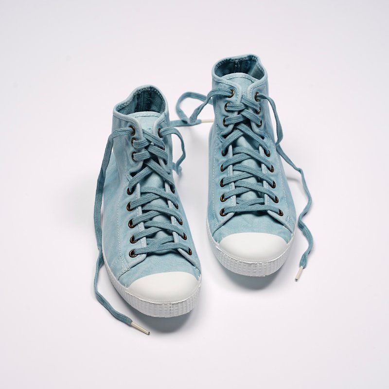 西班牙帆布鞋 CIENTA 61777 72 淡蓝色 洗旧布料 大人 高筒 - 女款休闲鞋 - 棉．麻 蓝色