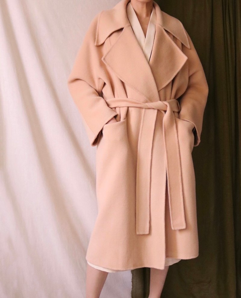 Creme Coat -奶油米双面手缝喀什米尔羊毛oversized 大衣 限量 - 女装休闲/机能外套 - 羊毛 
