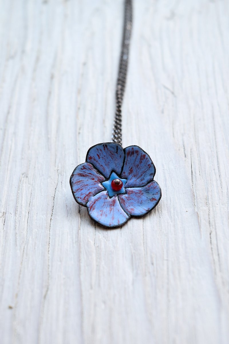 Blue flower necklace, Orchid, Natural jewelry, Flower necklace, Blue orchid. - 项链 - 珐琅 蓝色