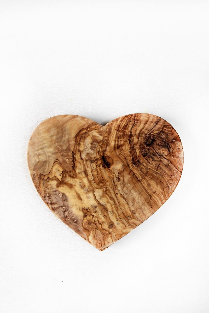 英国Naturally Med精品餐厨橄榄木一体成形实木爱心形状砧板/餐板 - 厨房用具 - 木头 咖啡色