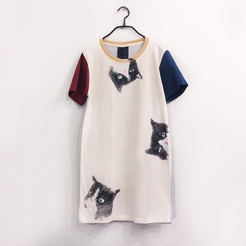 猫猫T恤洋装/一件 - 洋装/连衣裙 - 棉．麻 多色