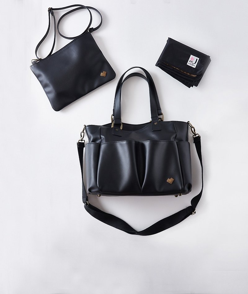 【Bag for Xin】OL时尚妈妈包(一般肩背带) - 妈妈包 - 聚酯纤维 黑色