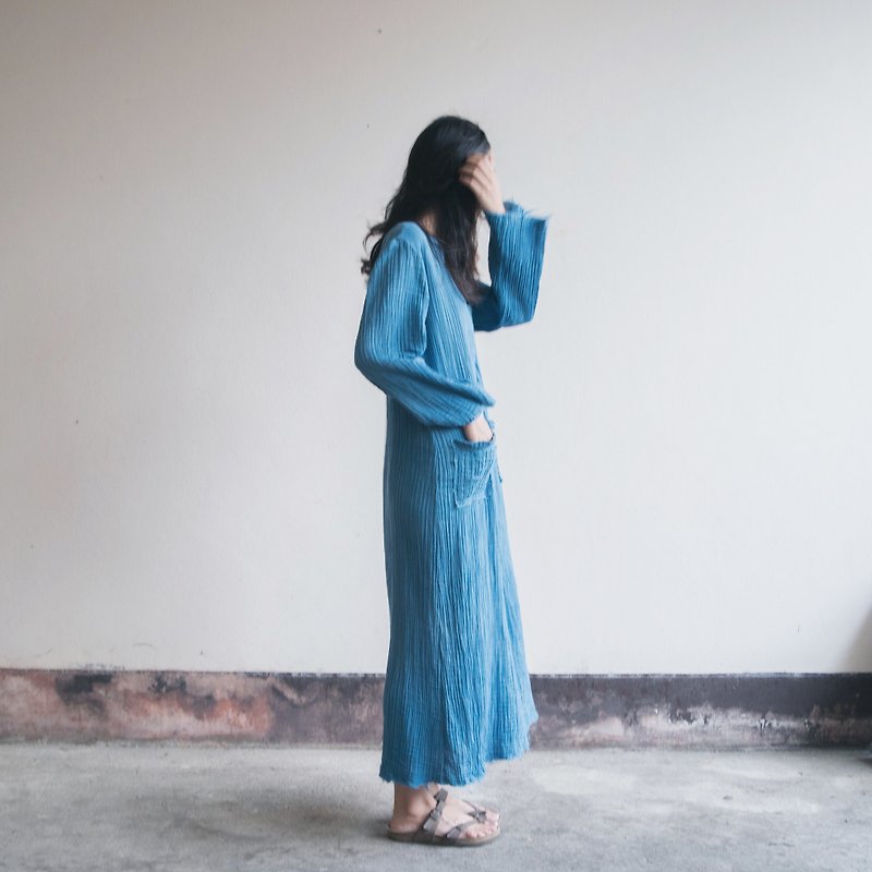 Unwind Dress | INDIGO dyed soft cotton | - 洋装/连衣裙 - 棉．麻 蓝色