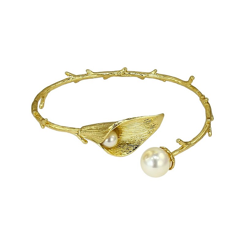 海芋。树枝珍珠手环 - 手链/手环 - 其他金属 金色