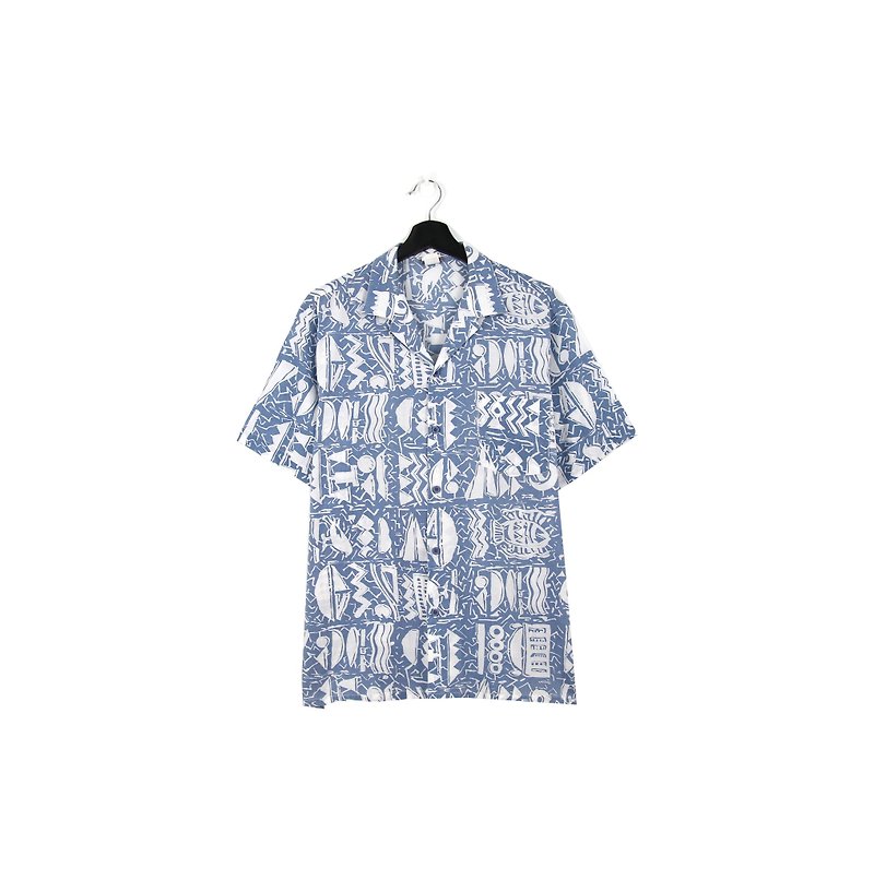 Back to Green::天蓝图腾//男女皆可穿//vintage Hawaii Shirts - 男装衬衫 - 棉．麻 