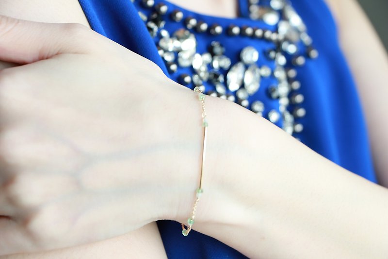 Emerald amazonite bracelet-14kgf - 手链/手环 - 宝石 绿色